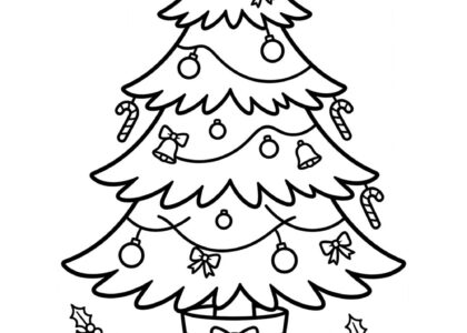 Free printable Christmas tree coloring page for kids