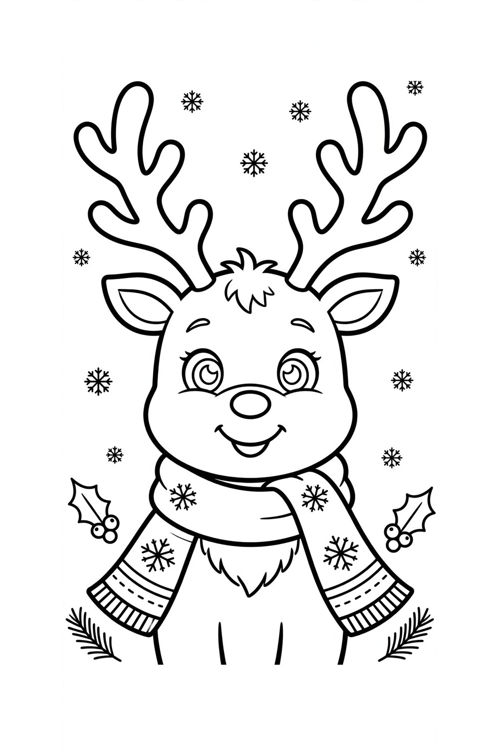 Free printable reindeer coloring page for kids