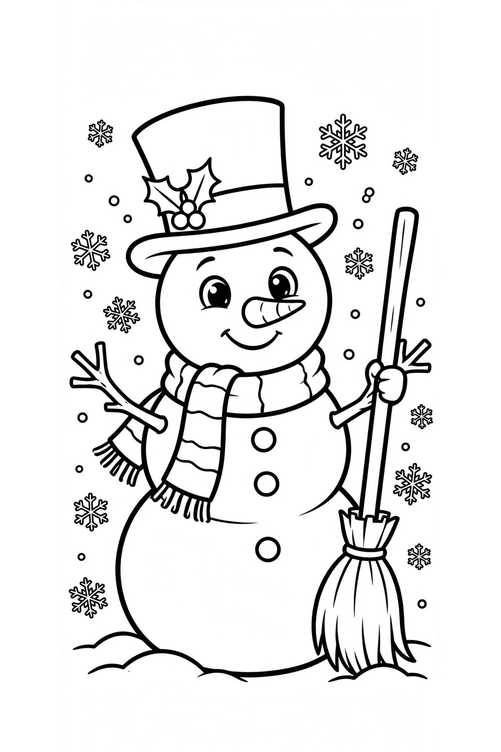 Free printable snowman coloring page for kids
