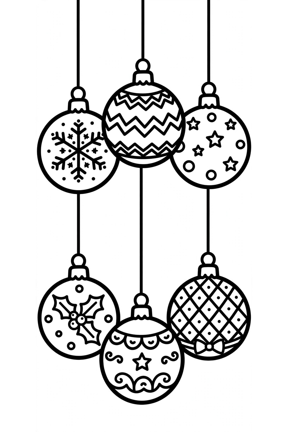 Free printable Christmas ornaments coloring page for kids