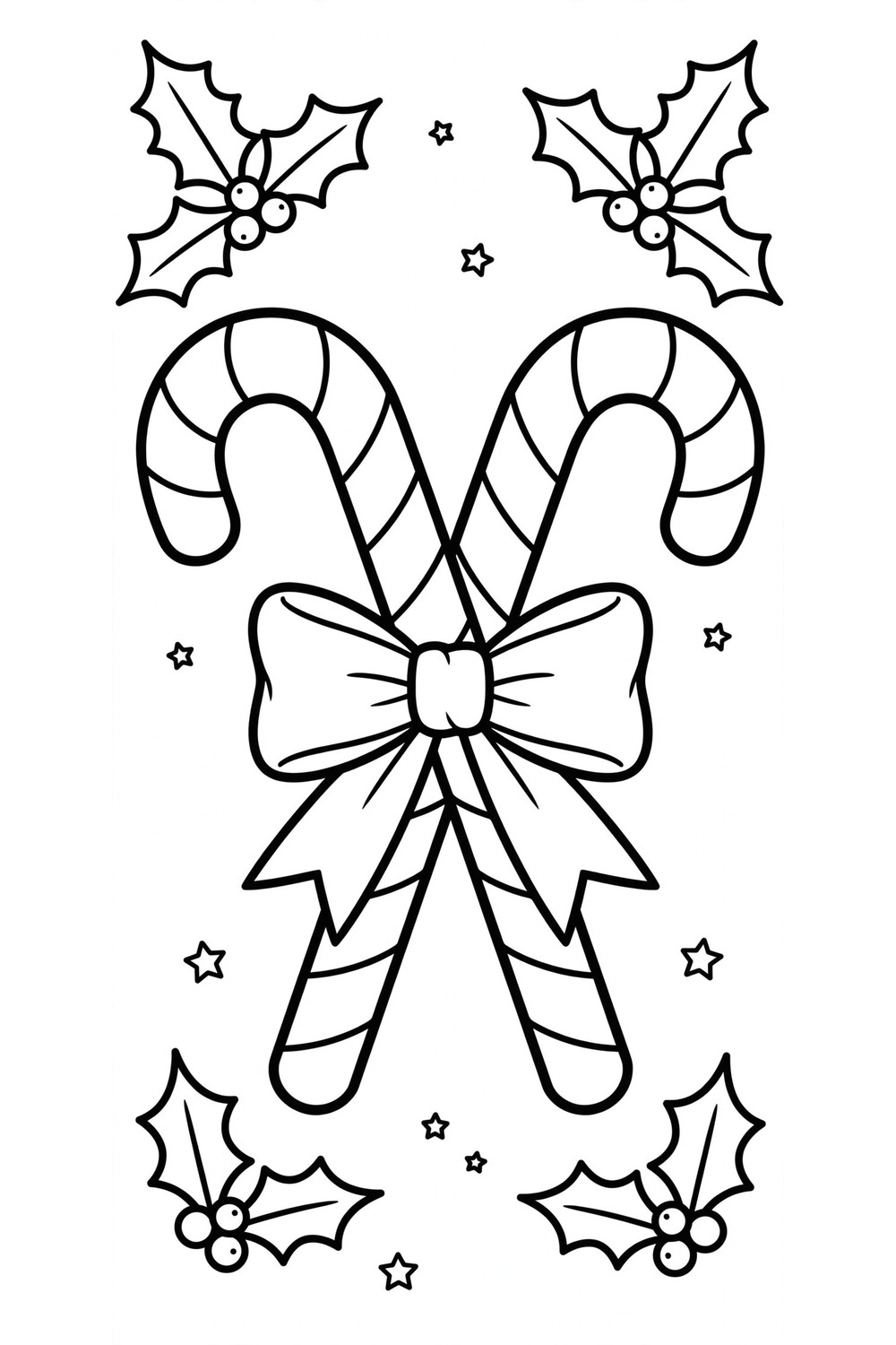 Free printable candy cane coloring page for kids