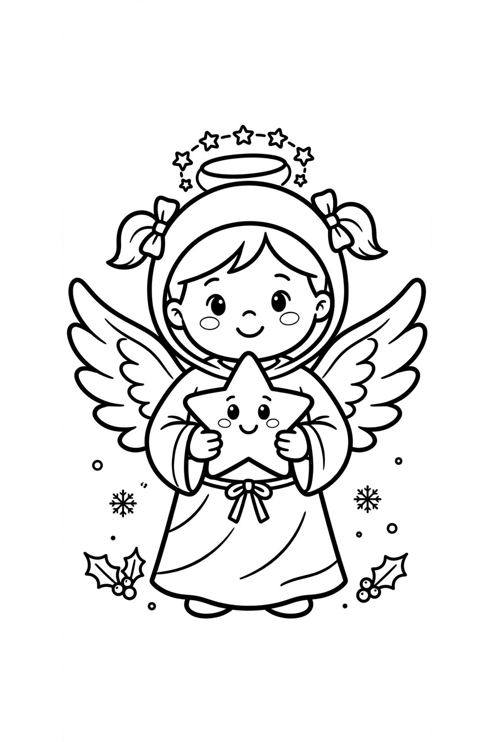 Free printable Christmas angel coloring page for kids